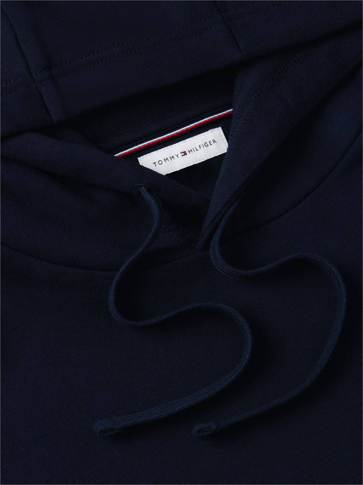 Flag Embroidery Terry Drawstring Hoody — Blue