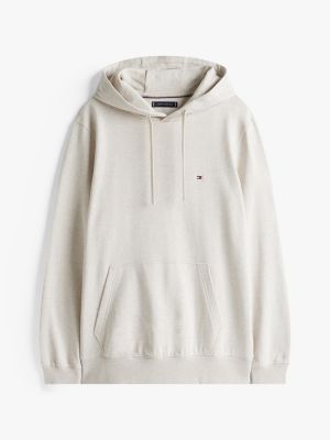sweat à capuche en tissu éponge à drapeau beige pour hommes tommy hilfiger