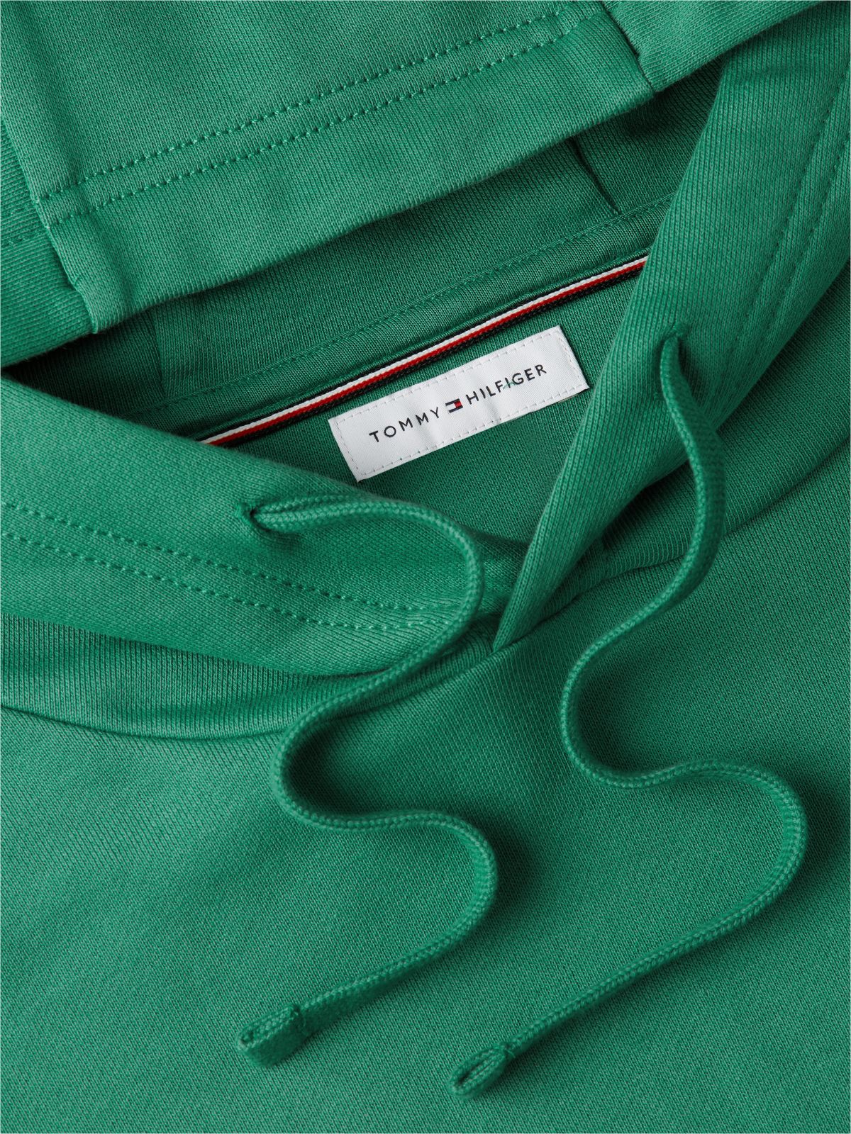 Flag Embroidery Terry Drawstring Hoody — Green