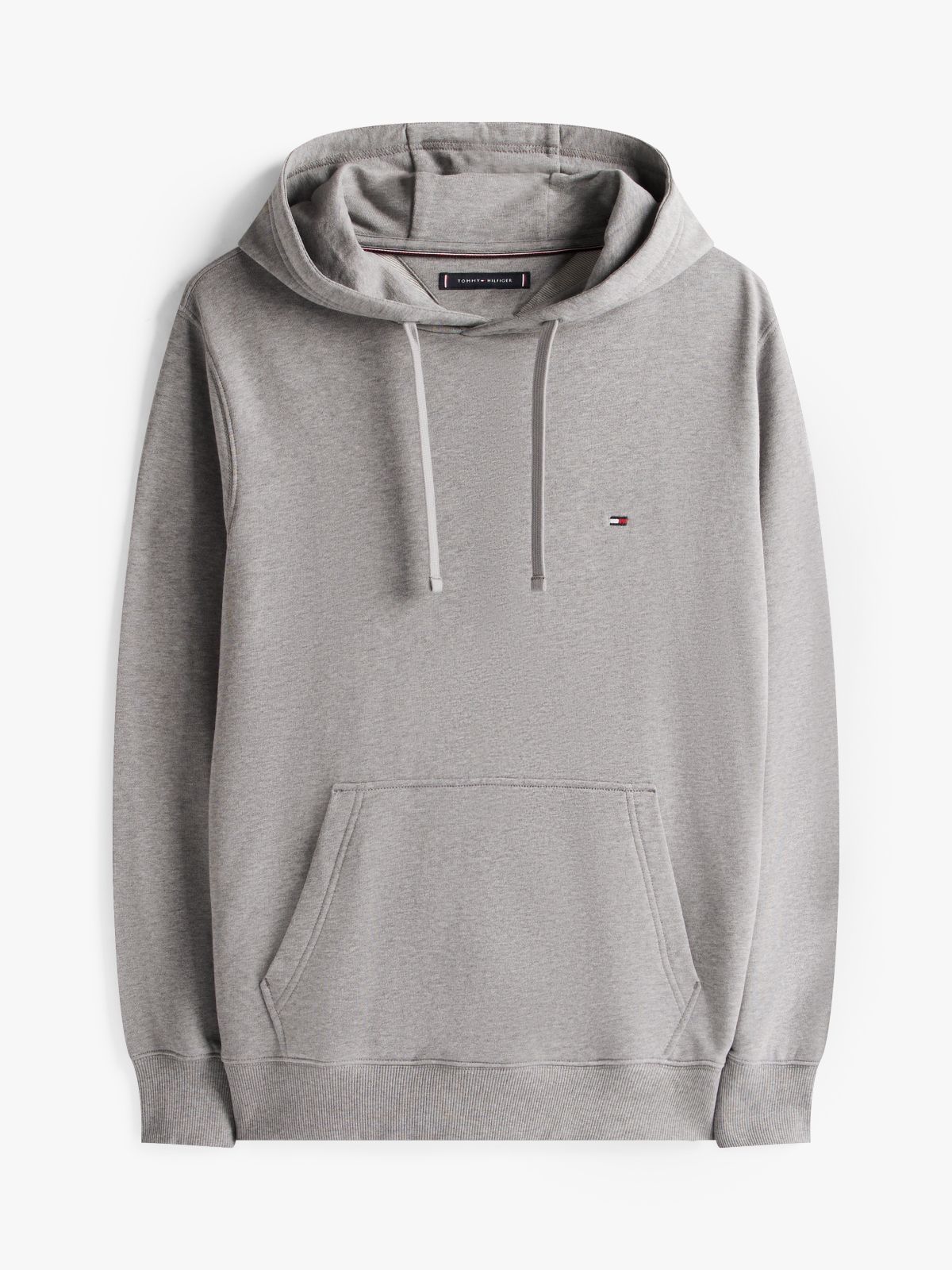 Flag Embroidery Terry Drawstring Hoody — Grey