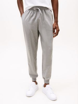 joggers con fascia elastica alla caviglia grigio da uomini tommy hilfiger