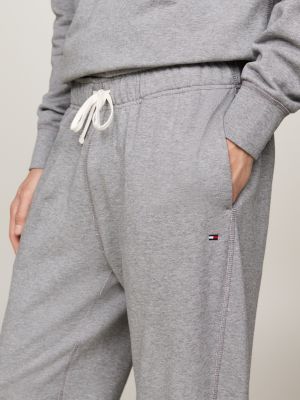 joggers con fascia elastica alla caviglia grigio da uomini tommy hilfiger