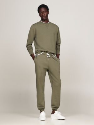 joggers con fascia elastica alla caviglia verde da uomini tommy hilfiger