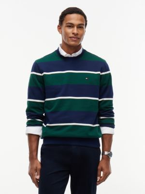 blue terry crew neck sweatshirt for men tommy hilfiger