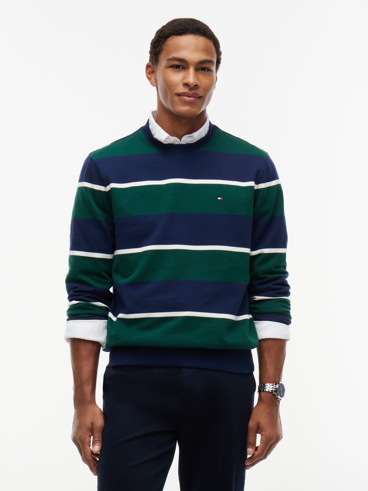 Terry Crew Neck Sweatshirt — Blue
