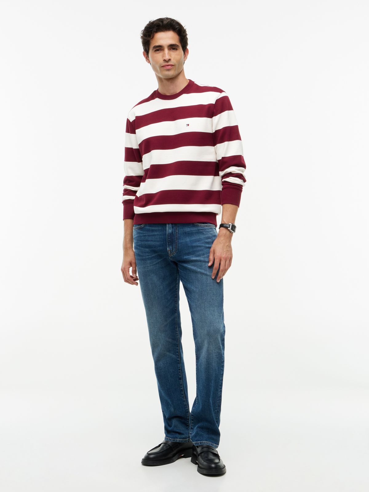 Terry Crew Neck Sweatshirt — Red