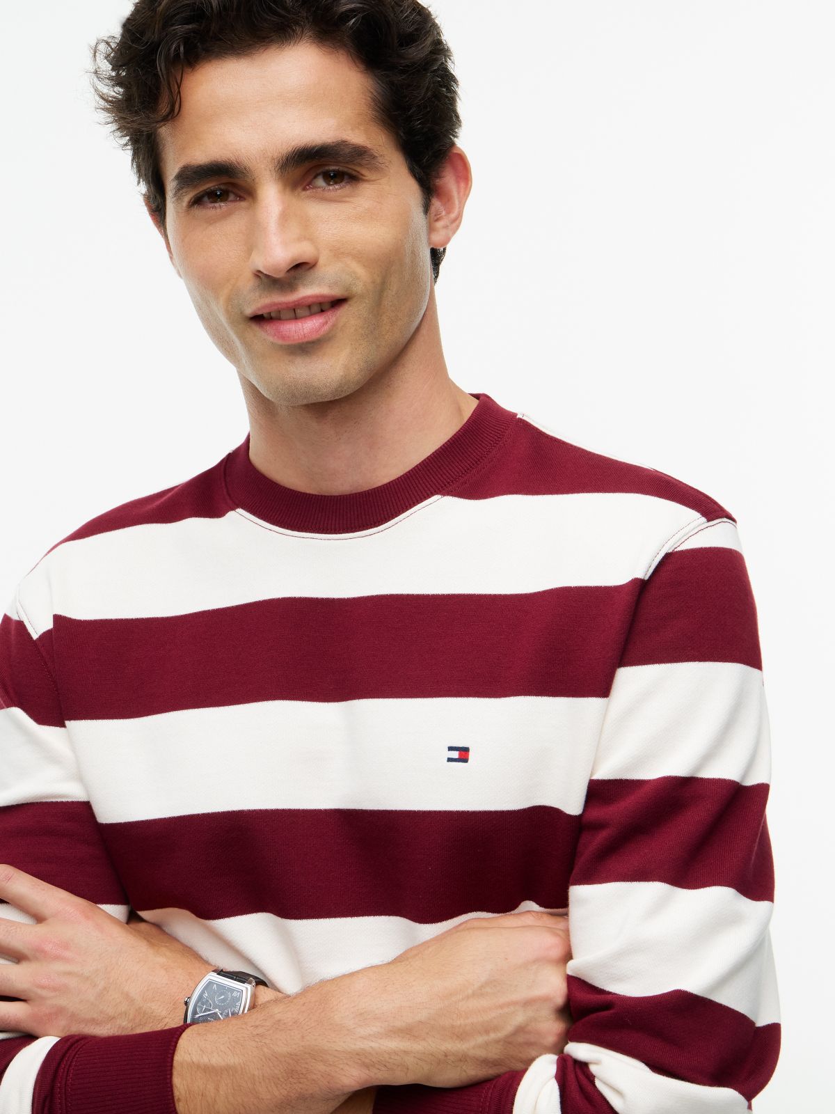 Terry Crew Neck Sweatshirt — Red
