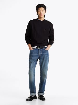 black flag embroidery crew neck sweatshirt for men tommy hilfiger