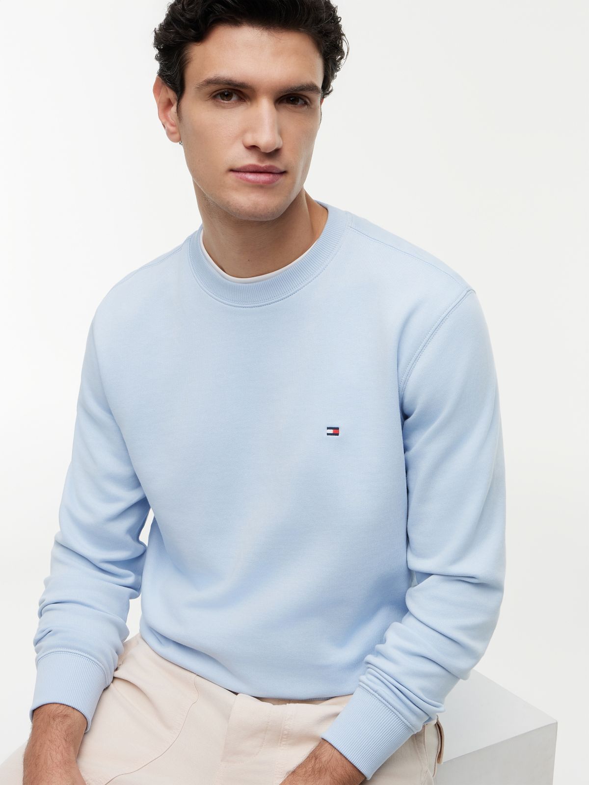 Terry Crew Neck Sweatshirt — Blue