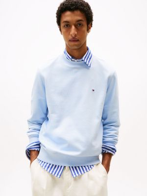 blue crew neck terry sweatshirt for men tommy hilfiger