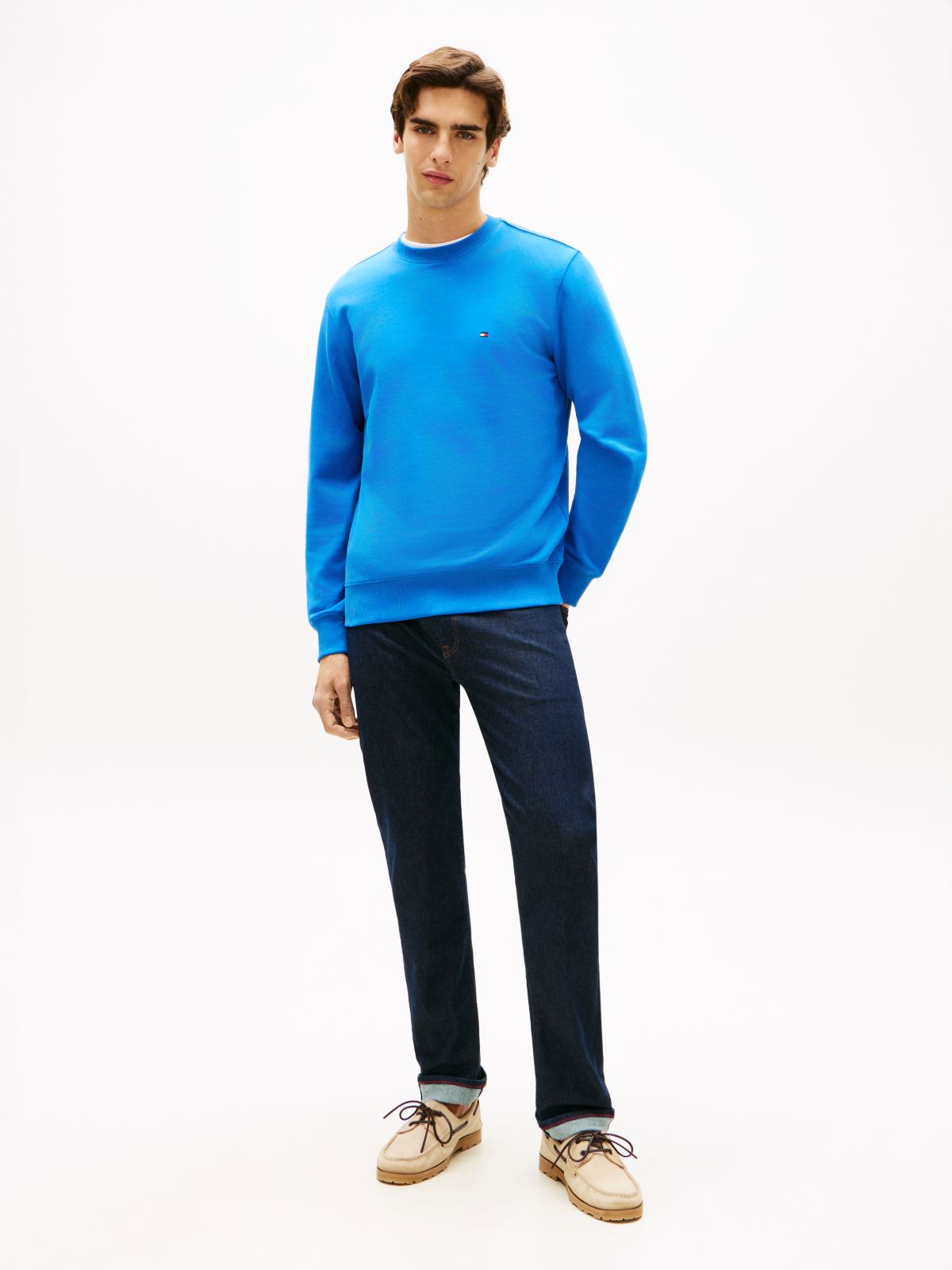 Terry Crew Neck Sweatshirt — Blue