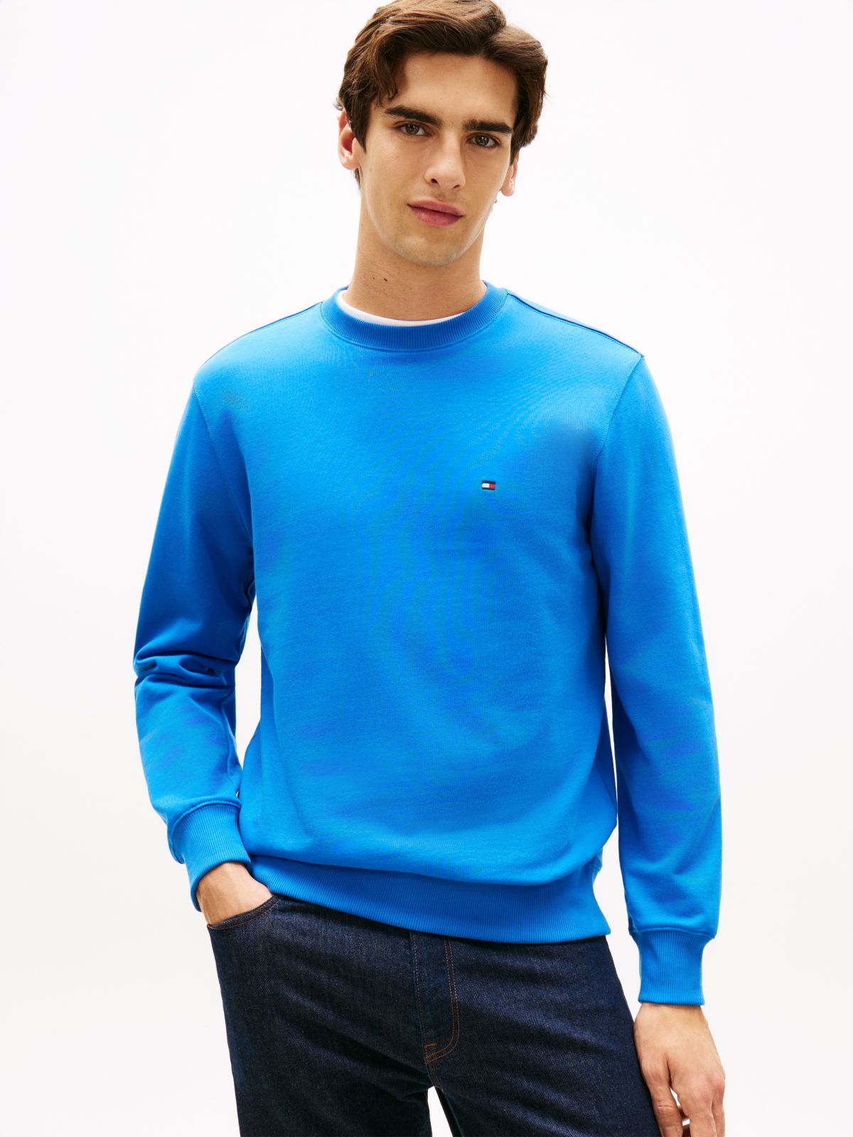Terry Crew Neck Sweatshirt — Blue