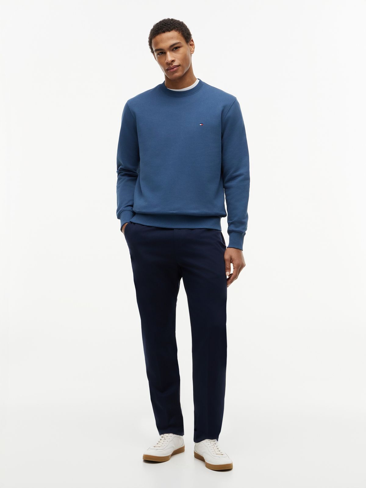 Terry Crew Neck Sweatshirt — Blue