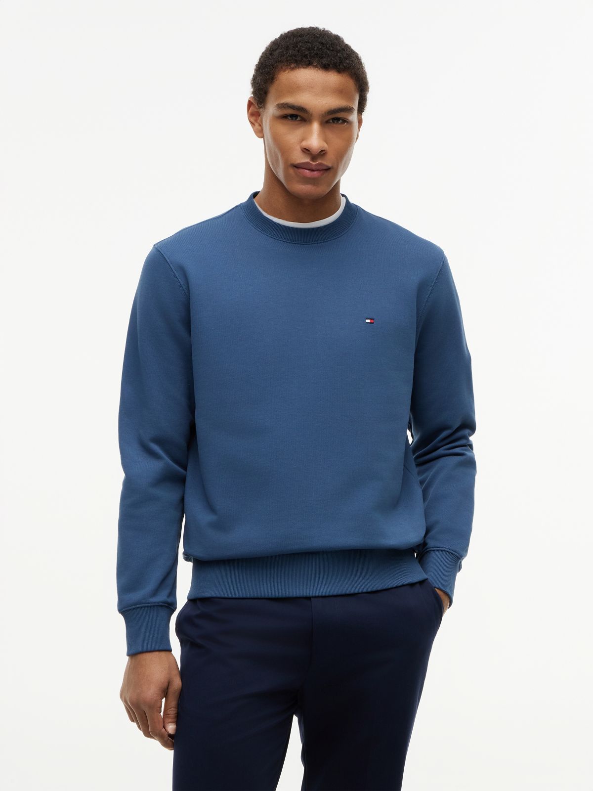 Terry Crew Neck Sweatshirt — Blue