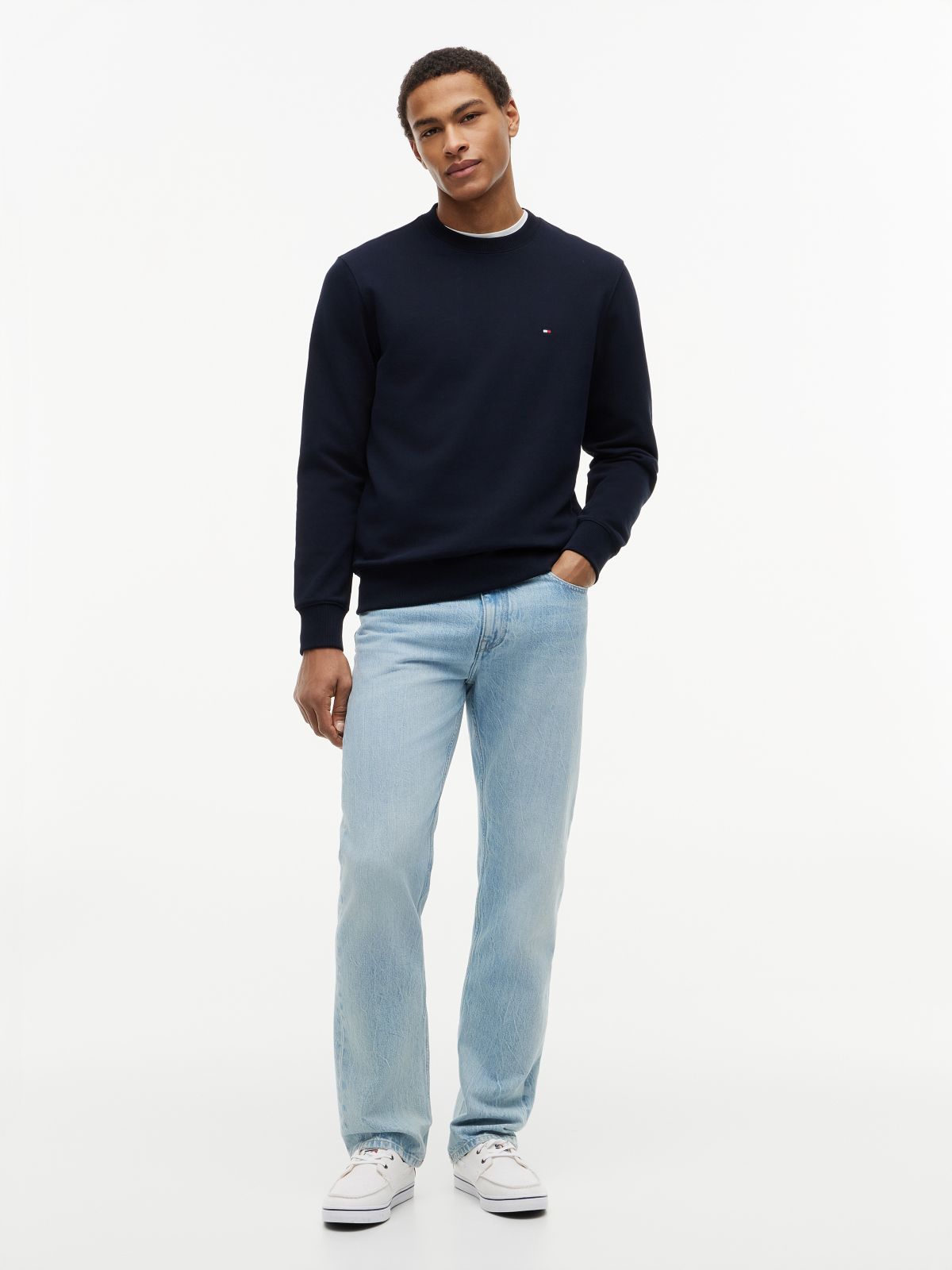 Terry Crew Neck Sweatshirt — Blue