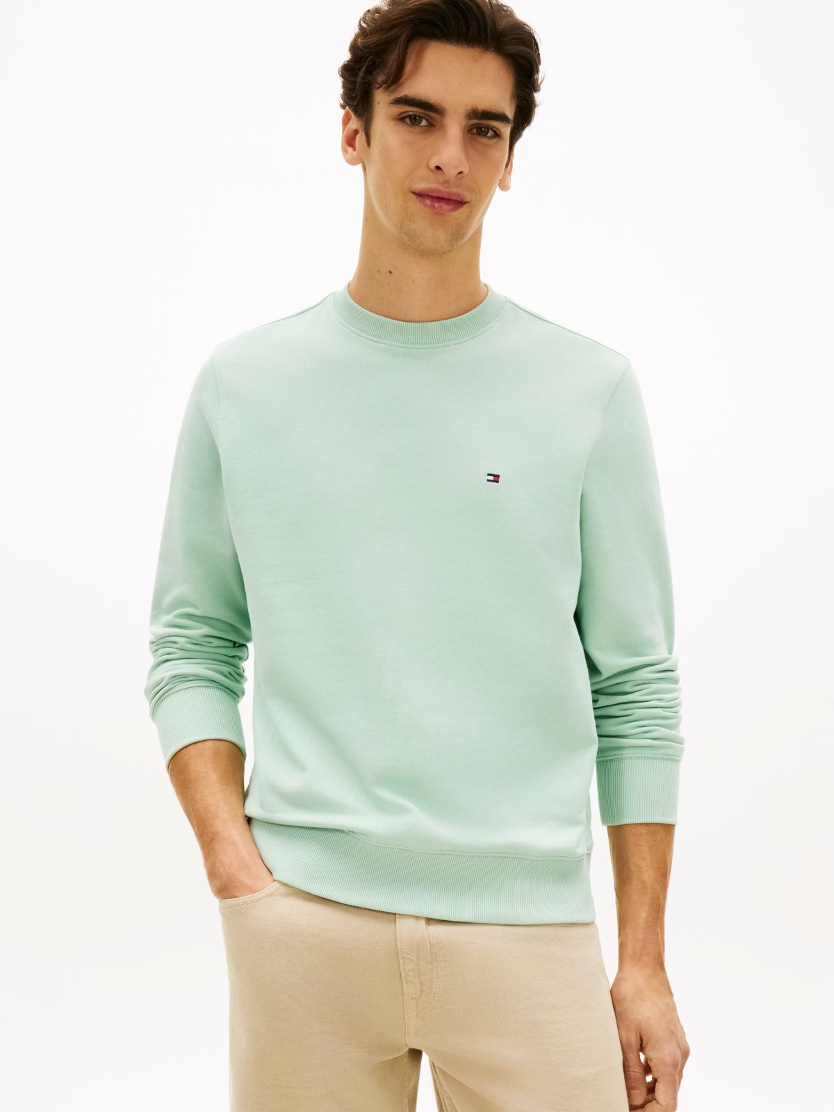 Terry Crew Neck Sweatshirt — Green