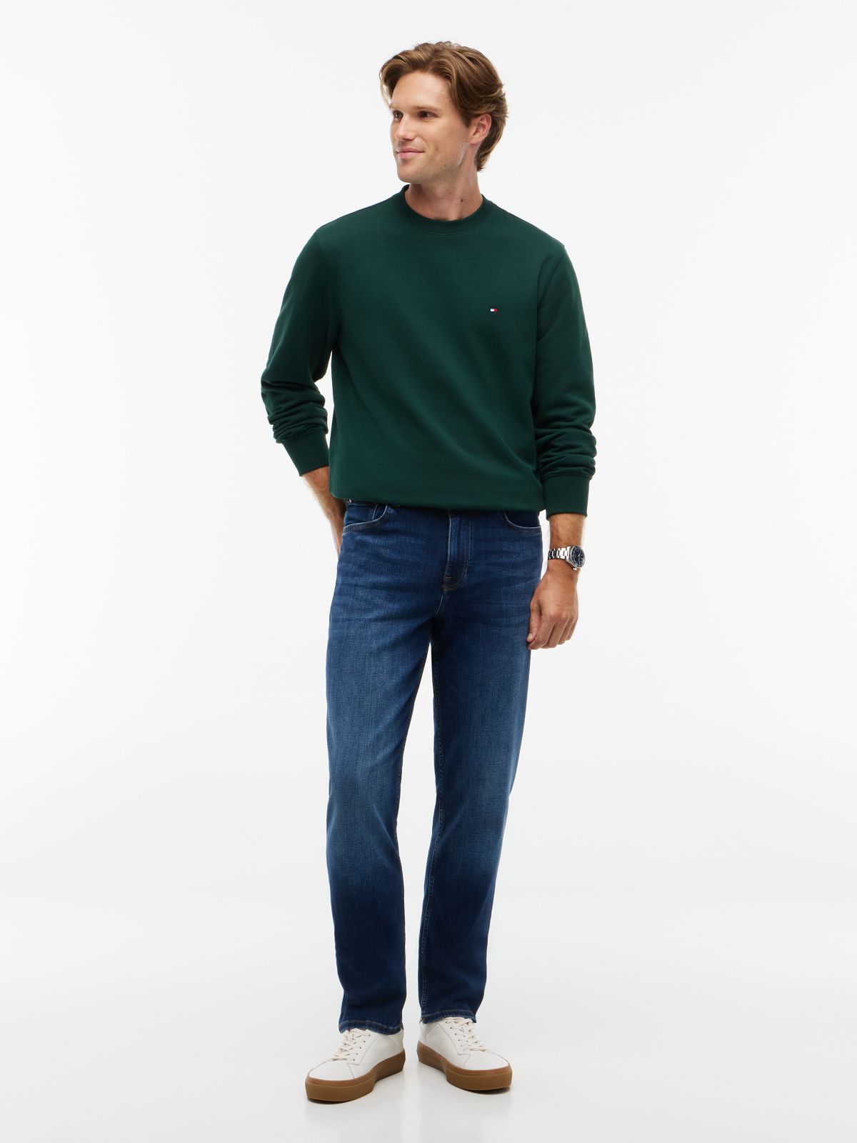 Terry Crew Neck Sweatshirt — Green