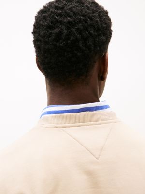 beige flag embroidery terry sweatshirt for men tommy hilfiger