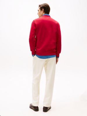 red flag embroidery crew neck sweatshirt for men tommy hilfiger