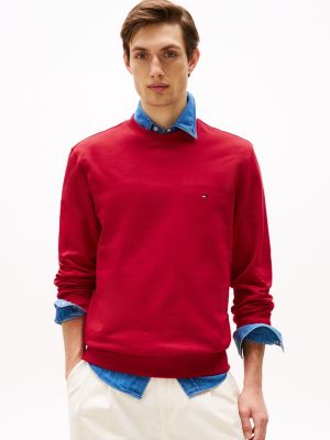 sudadera de felpa con cuello redondo red de hombres tommy hilfiger