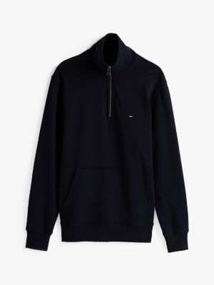 blue quarter-zip terry sweatshirt for men tommy hilfiger