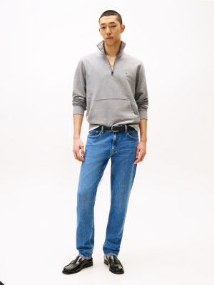 grey quarter-zip terry sweatshirt for men tommy hilfiger