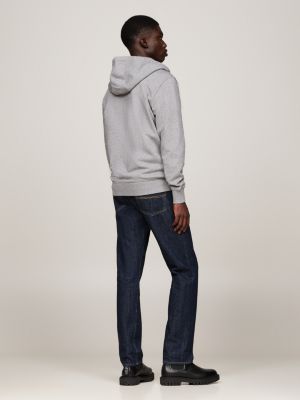 grau terry-hoodie mit reißverschluss für herren - tommy hilfiger