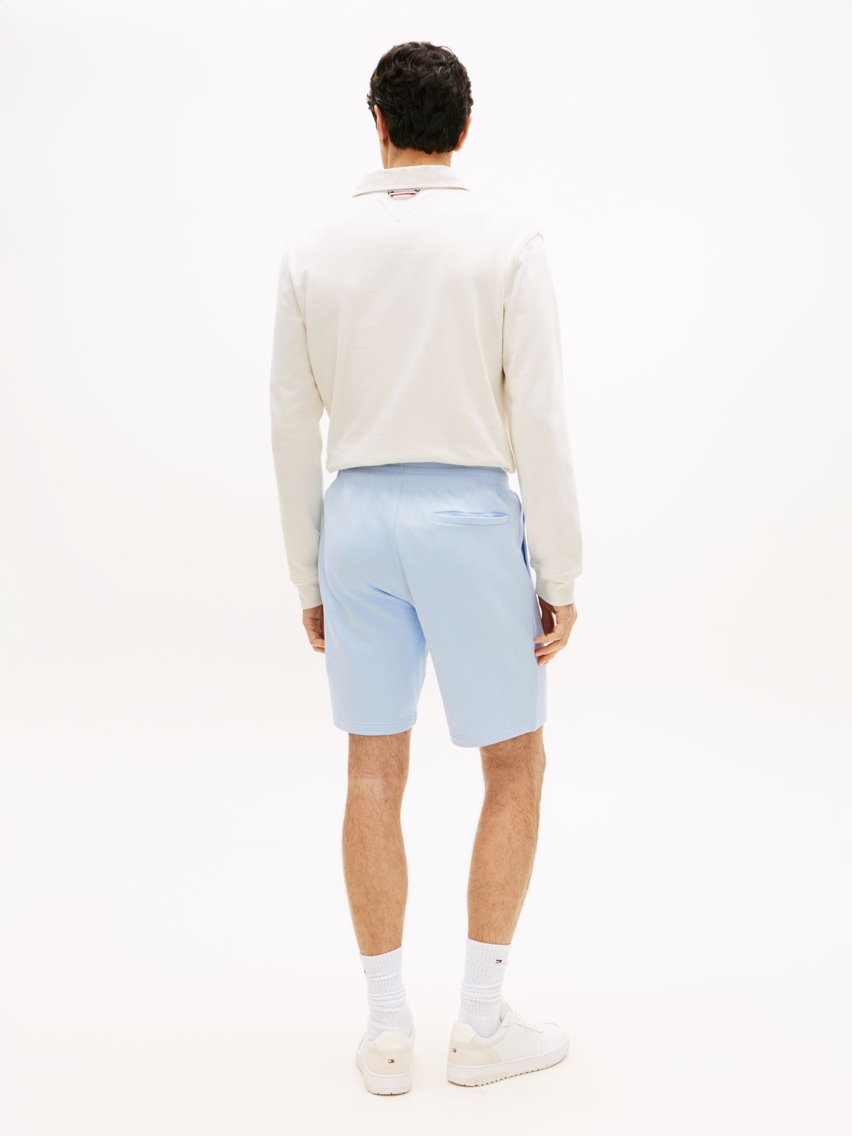 Flag Embroidery Terry Sweat Shorts — Blue