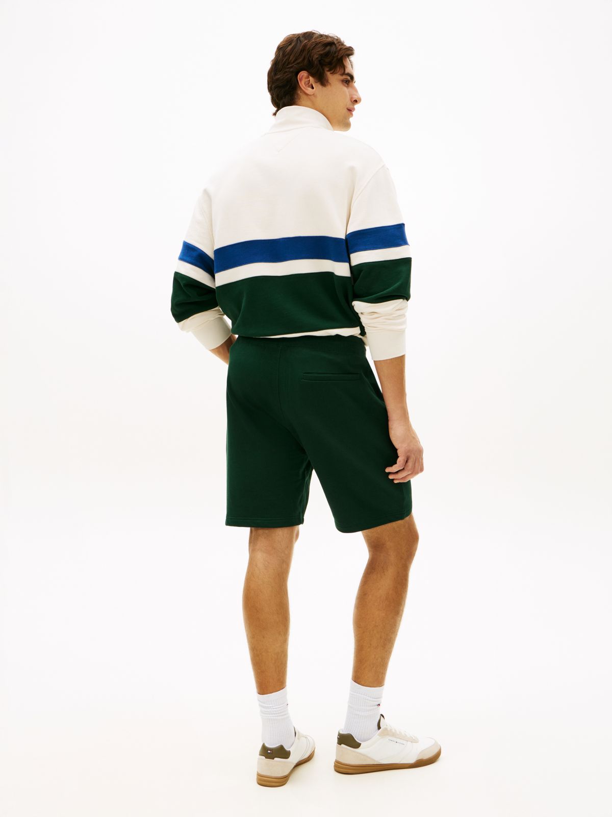 Flag Embroidery Terry Sweat Shorts — Green