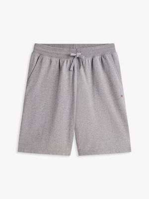 short de jogging à drapeau brodé gris pour hommes tommy hilfiger