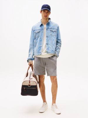 grey sweat-shorts mit aufgestickter flag für herren - tommy hilfiger