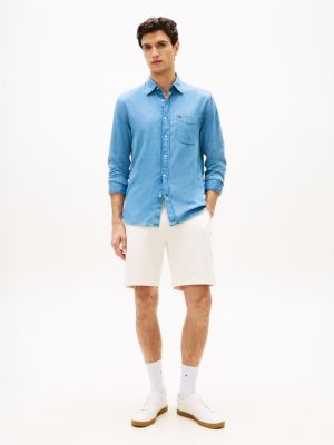 short de jogging en tissu éponge à drapeau yellow pour hommes tommy hilfiger