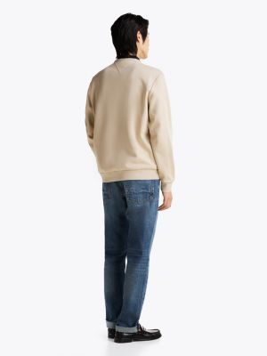 beige intechno knit crew neck sweatshirt for men tommy hilfiger