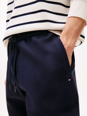 joggers in maglia tecnica con lacci in vita blu da uomini tommy hilfiger