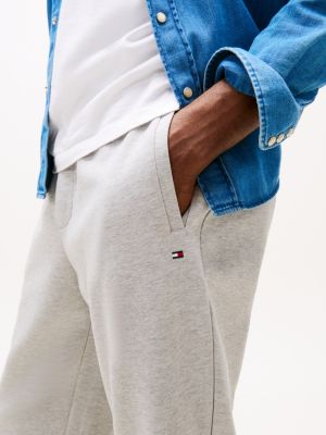 grau jogginghose mit flag-stickerei und tunnelzug für herren - tommy hilfiger