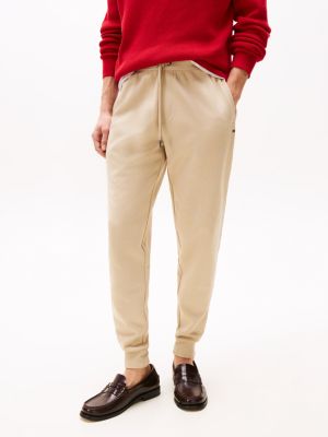 jogging à cordon de serrage et drapeau brodé beige pour hommes tommy hilfiger