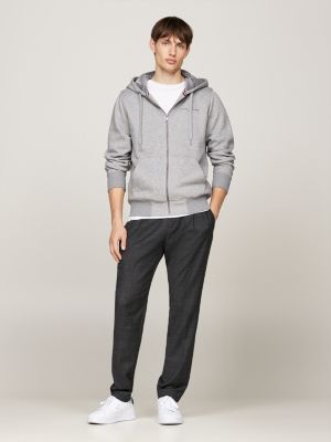 grey faux fur lined zip-thru hoody for men tommy hilfiger