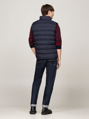 blue water repellent padded vest for men tommy hilfiger