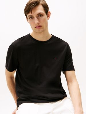 black flag embroidery crew neck t-shirt for men tommy hilfiger