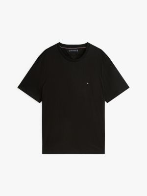 schwarz rundhals-t-shirt mit aufgestickter flag für herren - tommy hilfiger