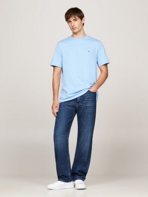 blue flag embroidery crew neck t-shirt for men tommy hilfiger