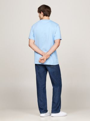 blue flag embroidery crew neck t-shirt for men tommy hilfiger
