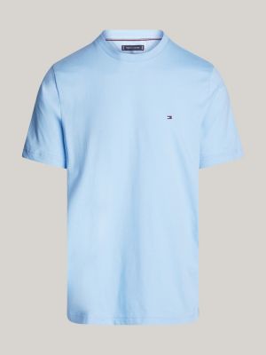 t-shirt à col ras-du-cou et drapeau brodé bleu pour hommes tommy hilfiger