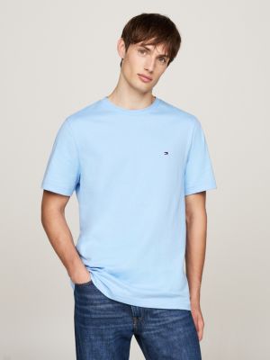 t-shirt à col ras-du-cou et drapeau brodé blue pour hommes tommy hilfiger