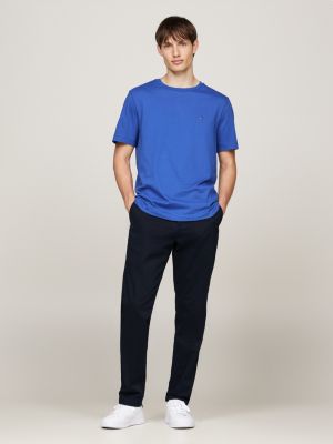 t-shirt con bandierina ricamata blu da uomini tommy hilfiger