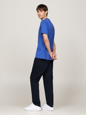blue flag embroidery crew neck t-shirt for men tommy hilfiger
