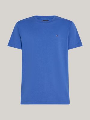 t-shirt con bandierina ricamata blu da uomini tommy hilfiger