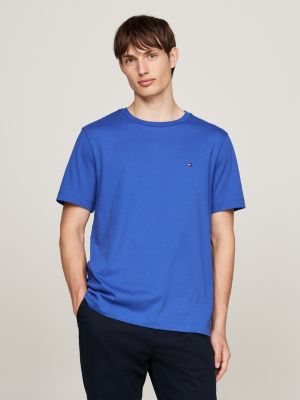 t-shirt con bandierina ricamata blue da uomini tommy hilfiger