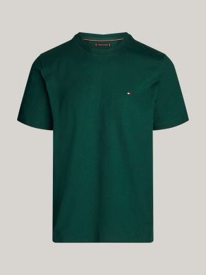 t-shirt con bandierina ricamata verde da uomini tommy hilfiger