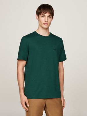 t-shirt con bandierina ricamata green da uomini tommy hilfiger